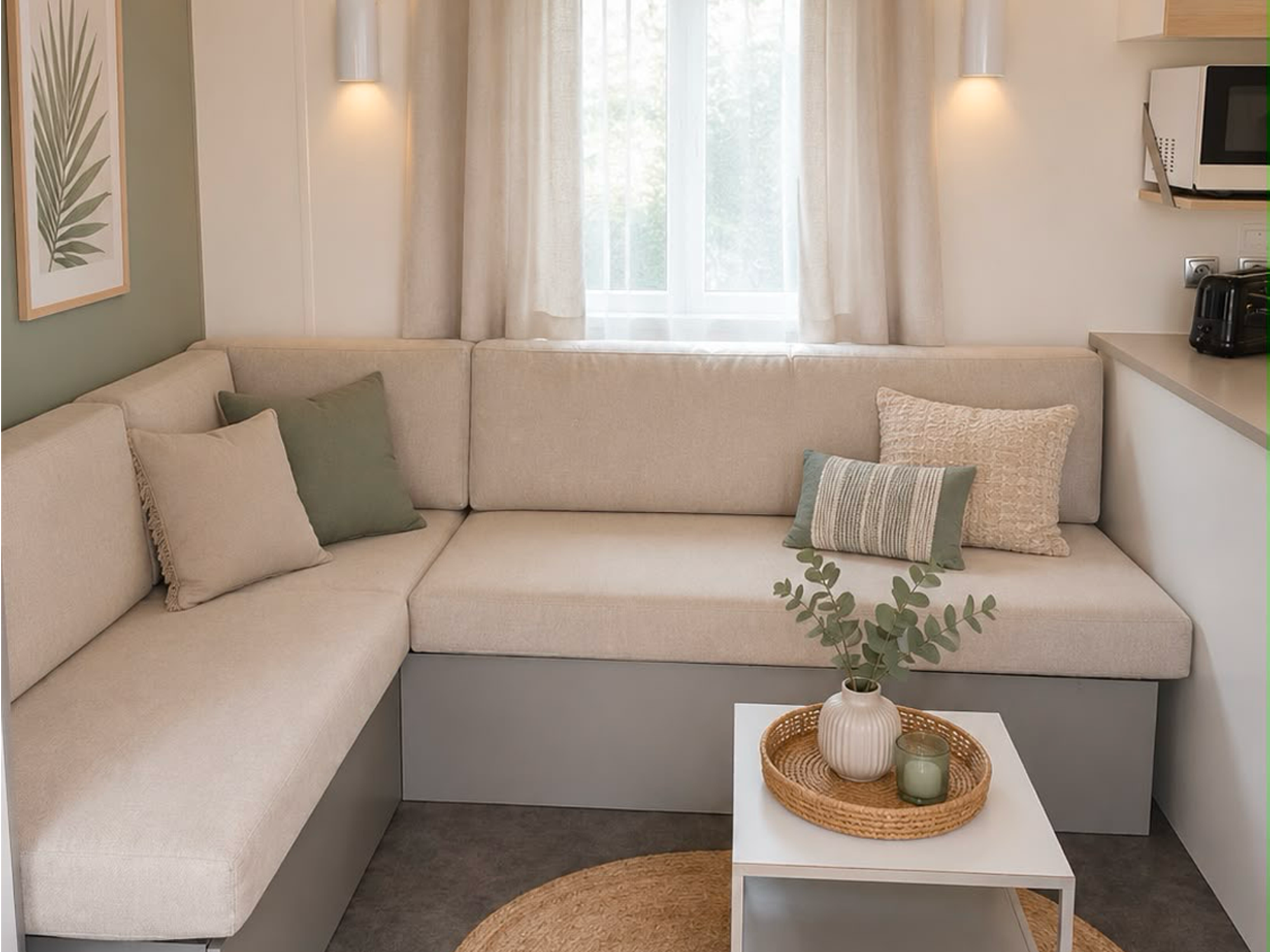 Rénovation intérieure de mobil-home réalisée par Azur Design dans le Var