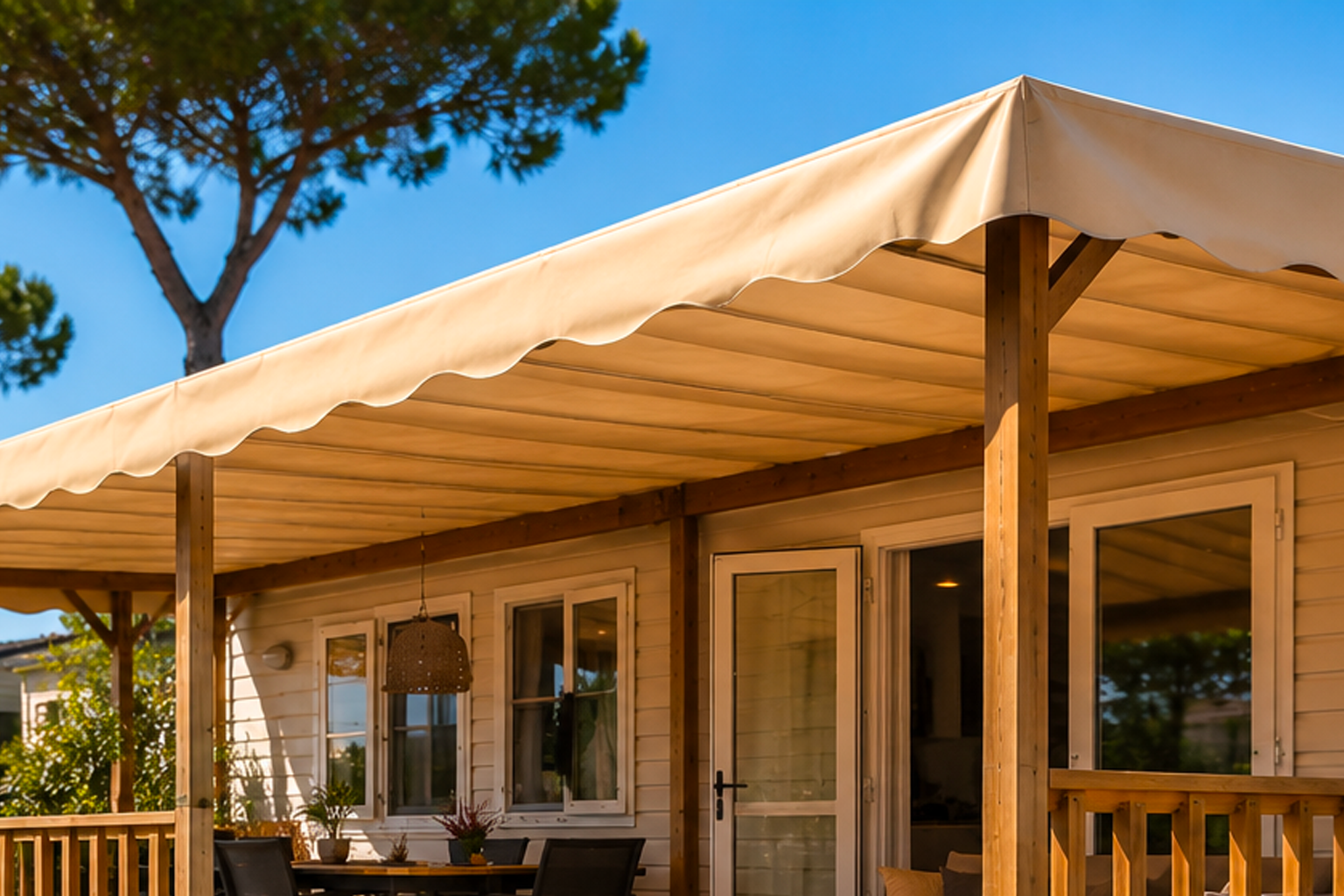 Couverture mobil-home réalisée par Azur Design dans le Var